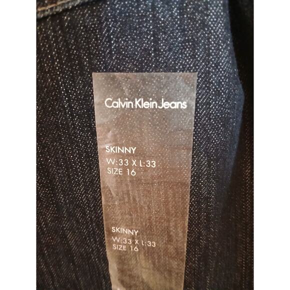 NEW Calvin Klein Jeans Women's Sz 33 16 XL Dark Blue Denim Skinny Embroidered - Picture 15 of 16